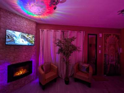 Salon avec cheminée électrique et ciel étoilé - 1000 et une Nuit