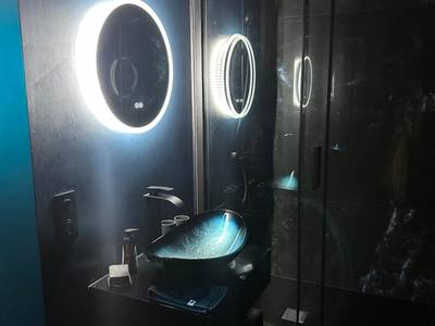 Vasque design et miroir rond lumineux - 21 lunes - séjour magique & jeu immersif pour deux