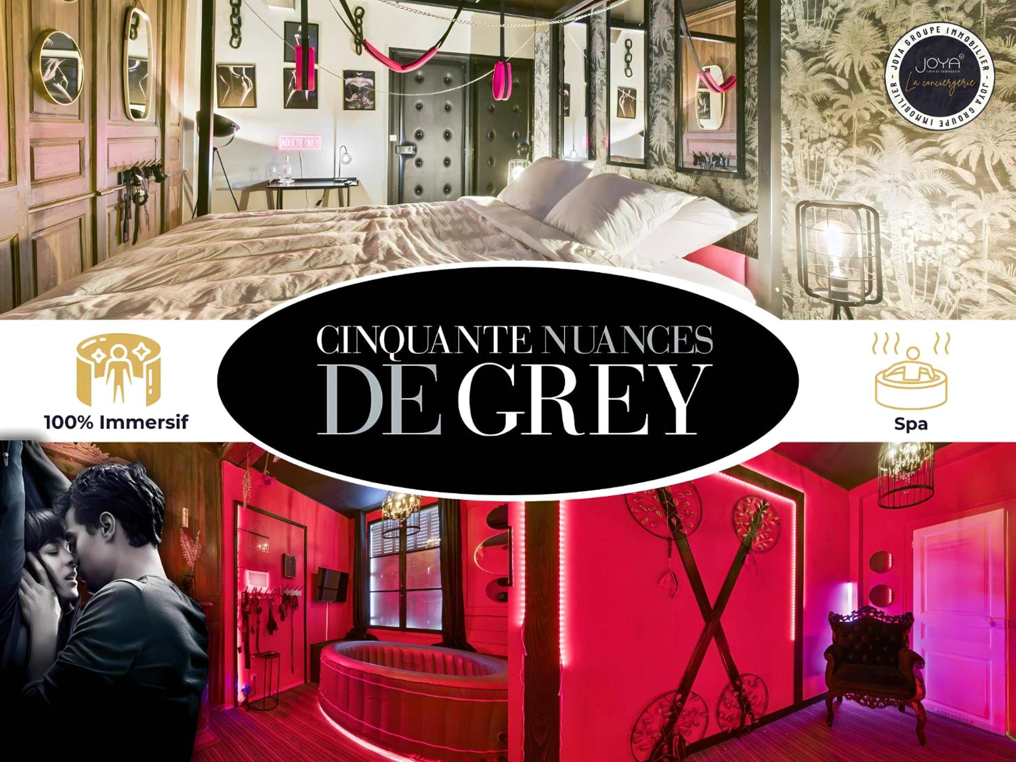 Chambre thématique avec accessoires de jeux - Love Room Troyes - 50 Nuances de Grey - Spa