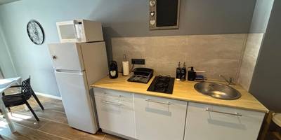 Cuisine équipée avec réfrigérateur et plaques - L'Écrin du Haut - Aux 67 nuances - Spa