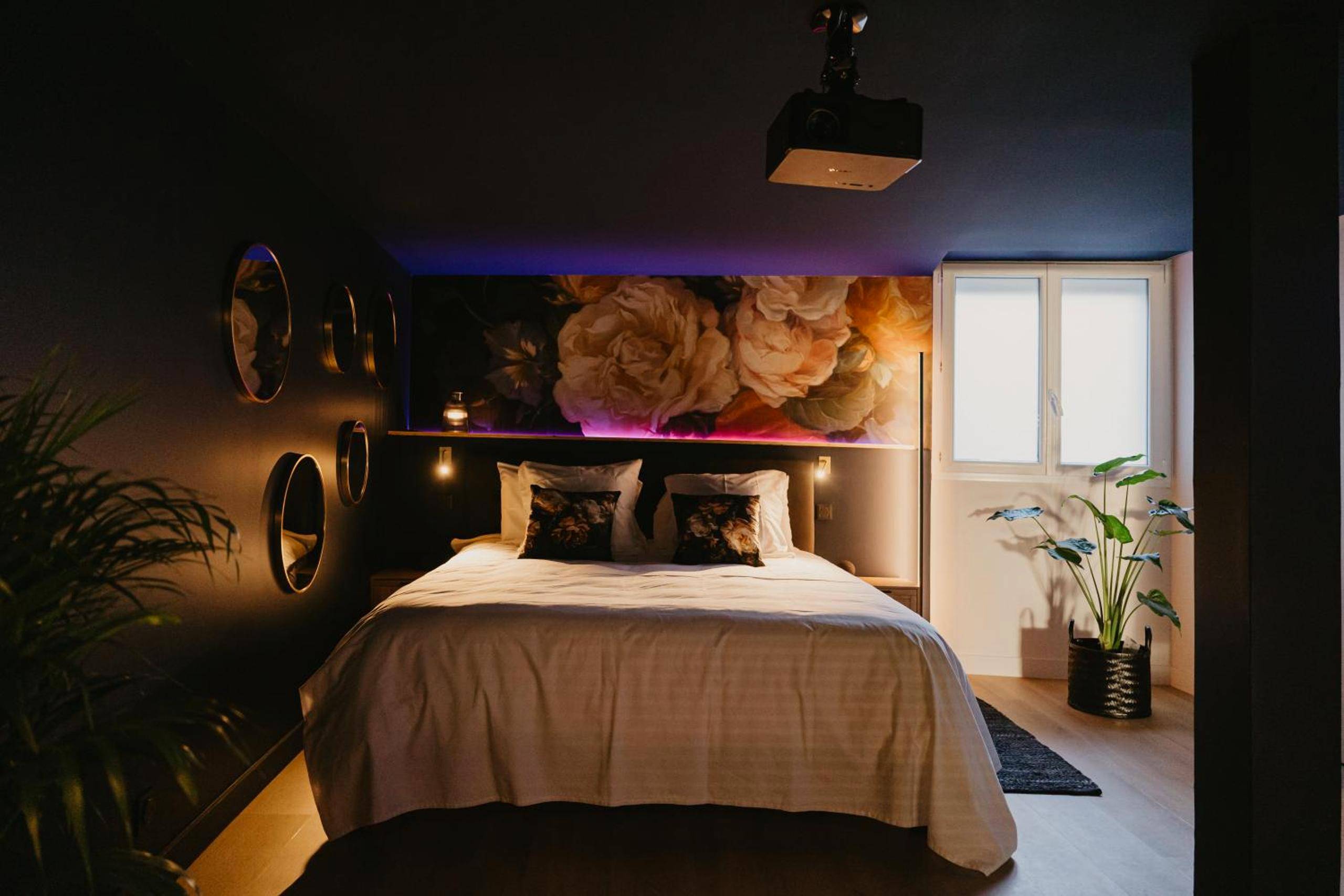 Lit double face à un vidéoprojecteur - L'alcôve Clisson - Love room - Gîte Romantique - SPA