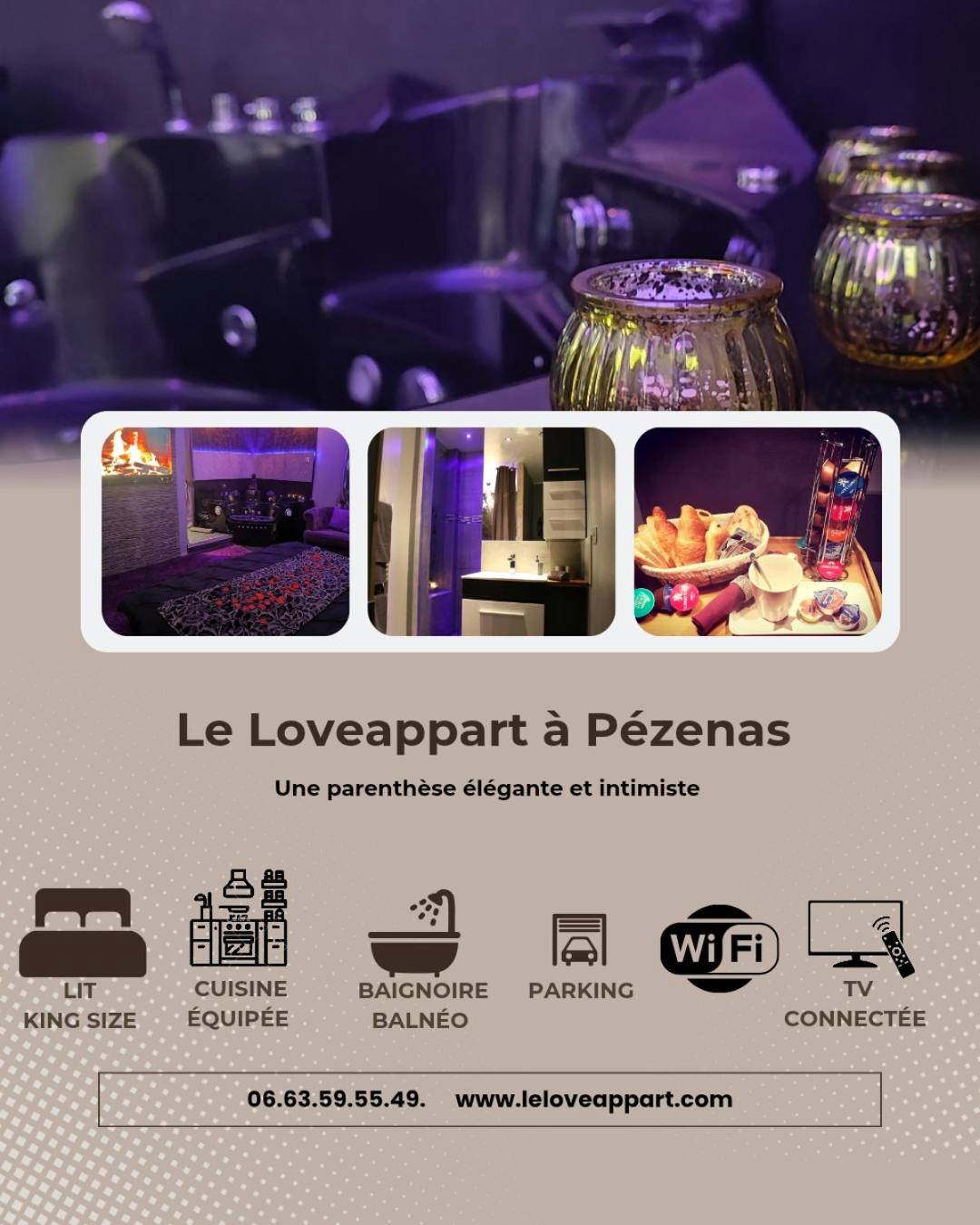 Vue du logement - Love Room Pézenas - Appartement tout confort avec balnéo et lit king size