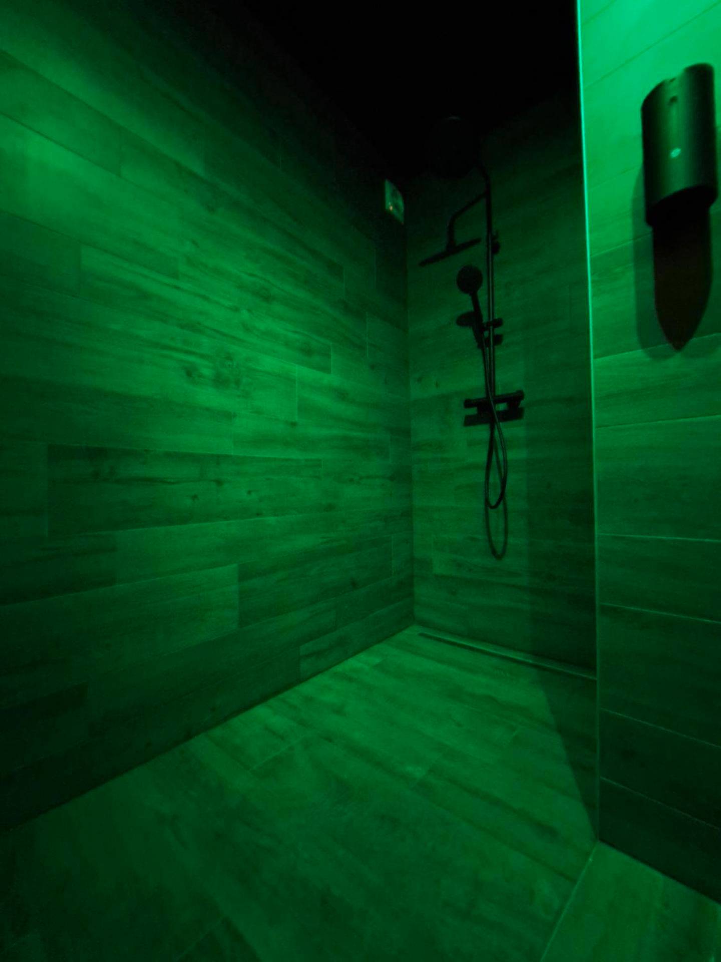 Douche avec éclairage d'ambiance vert - La Bayeuzen - La Tropicale - Love Room
