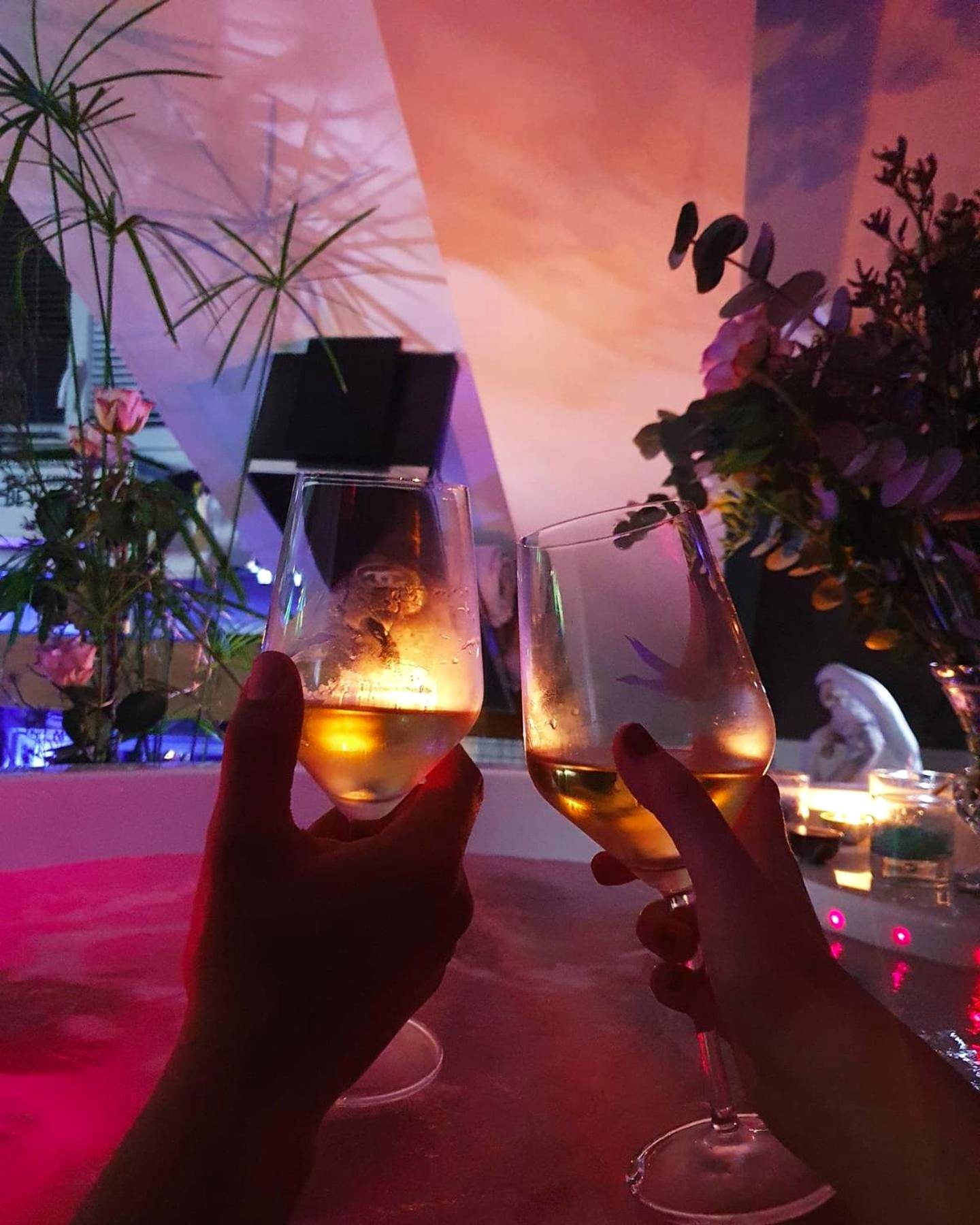 Trinquage de verres de vin devant le jacuzzi - CANNES TOIT ET MOI