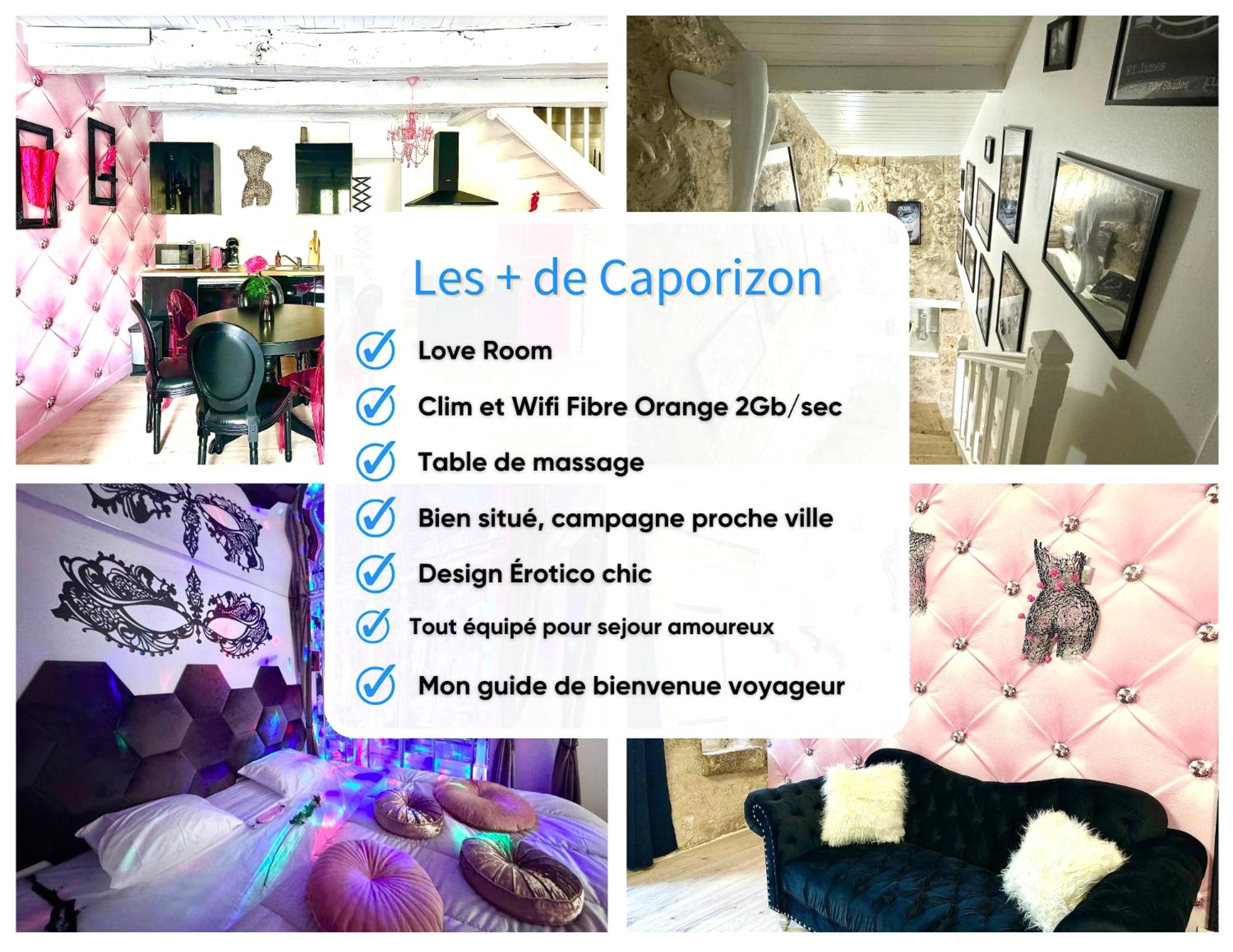 Pêle - mêle des différents espaces du logement - Caporizon - Lov'BNB - La seule Love House de Dordogne