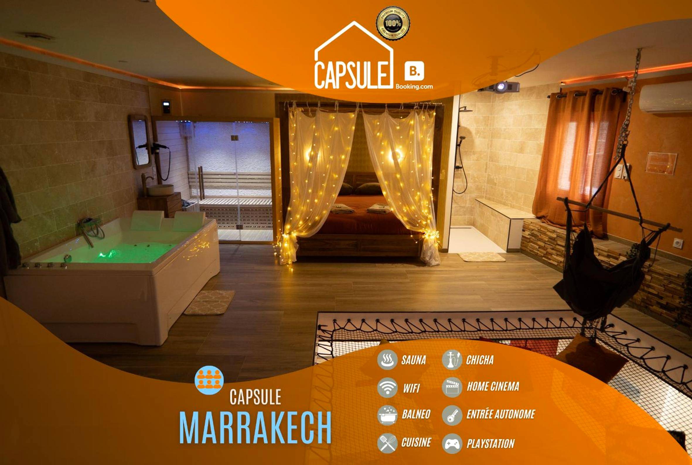 Suite avec jacuzzi, lit à baldaquin et sauna - Love Room Trith - Saint - Léger - Capsule Marrakech I Chicha I Sauna I...