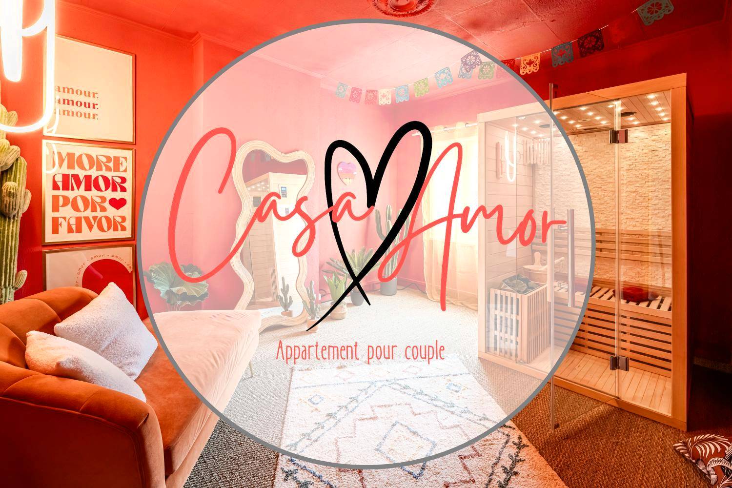 Sauna infrarouge et salon aux tons terracotta - Love Room Lézignan - Corbières - Casa Amor Balnéo Sauna