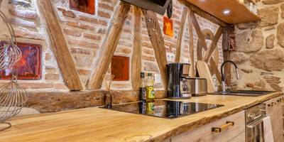 Cuisine équipée avec plan de travail en bois - Cassiopée