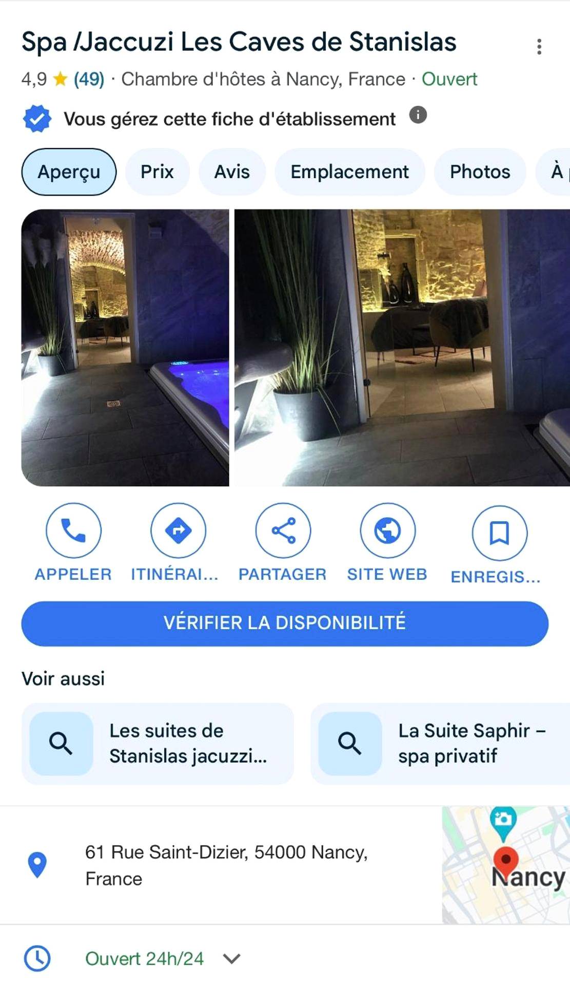 Photo du logement - jaccuzi & spa des caves Stanislas
