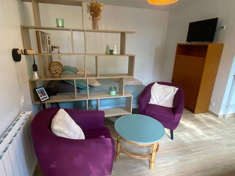 Vue d'ensemble du séjour et de la bibliothèque - Chalet bain nordique - Calm & relax - Wifi - Netflix - AppleTV - Canal