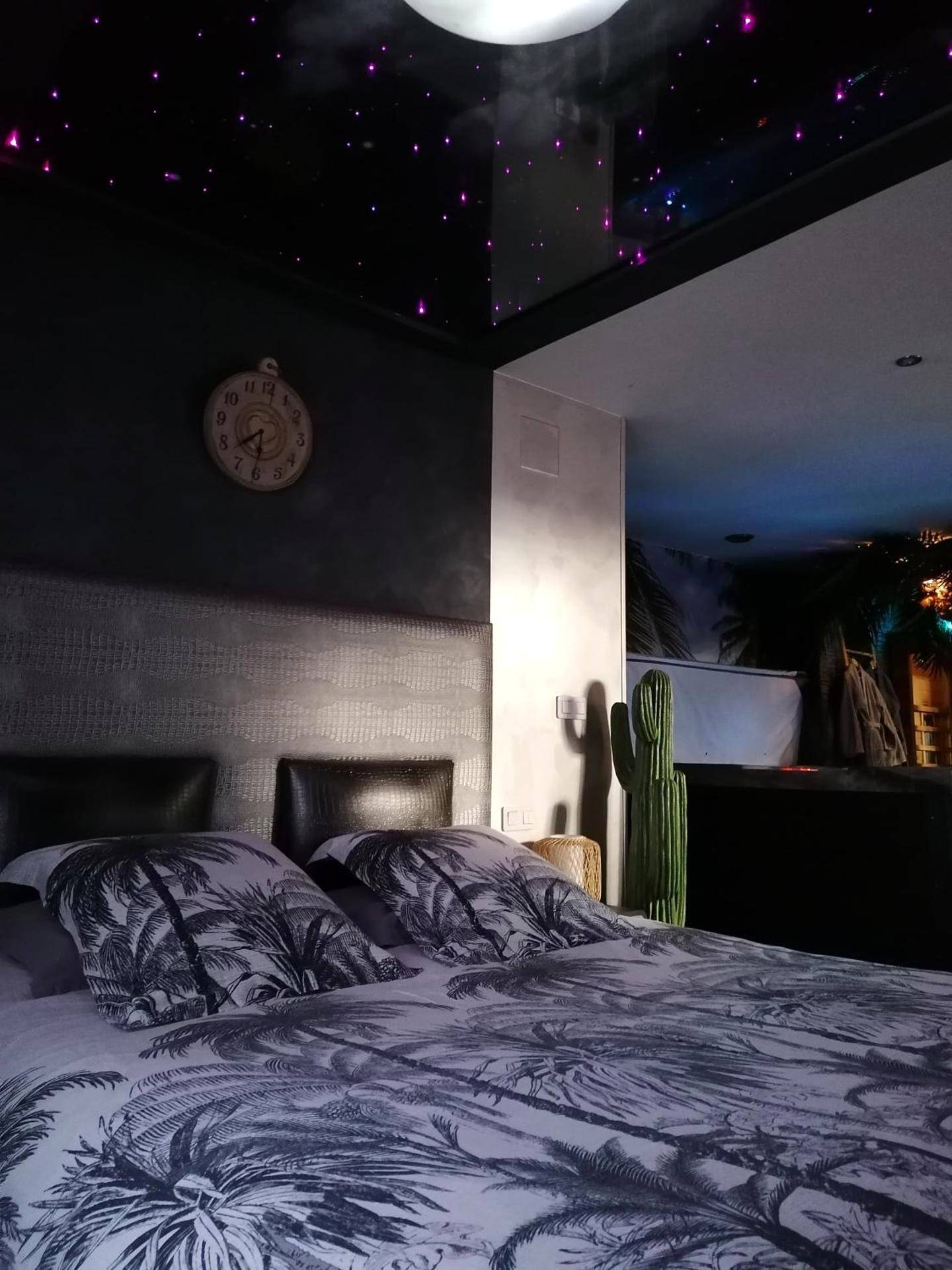 Lit double avec plafond étoilé scintillant - Au clair de lune