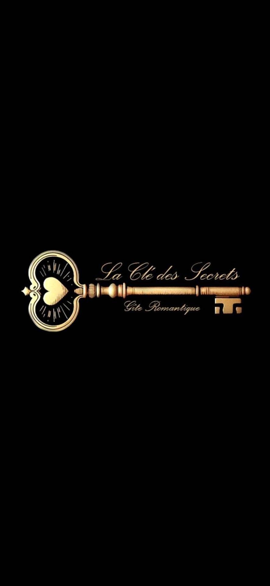 Logo avec clé dorée sur fond noir - Love Room Nuillé - le - Jalais - Love Room - La clé des secrets - Gîte Romantique