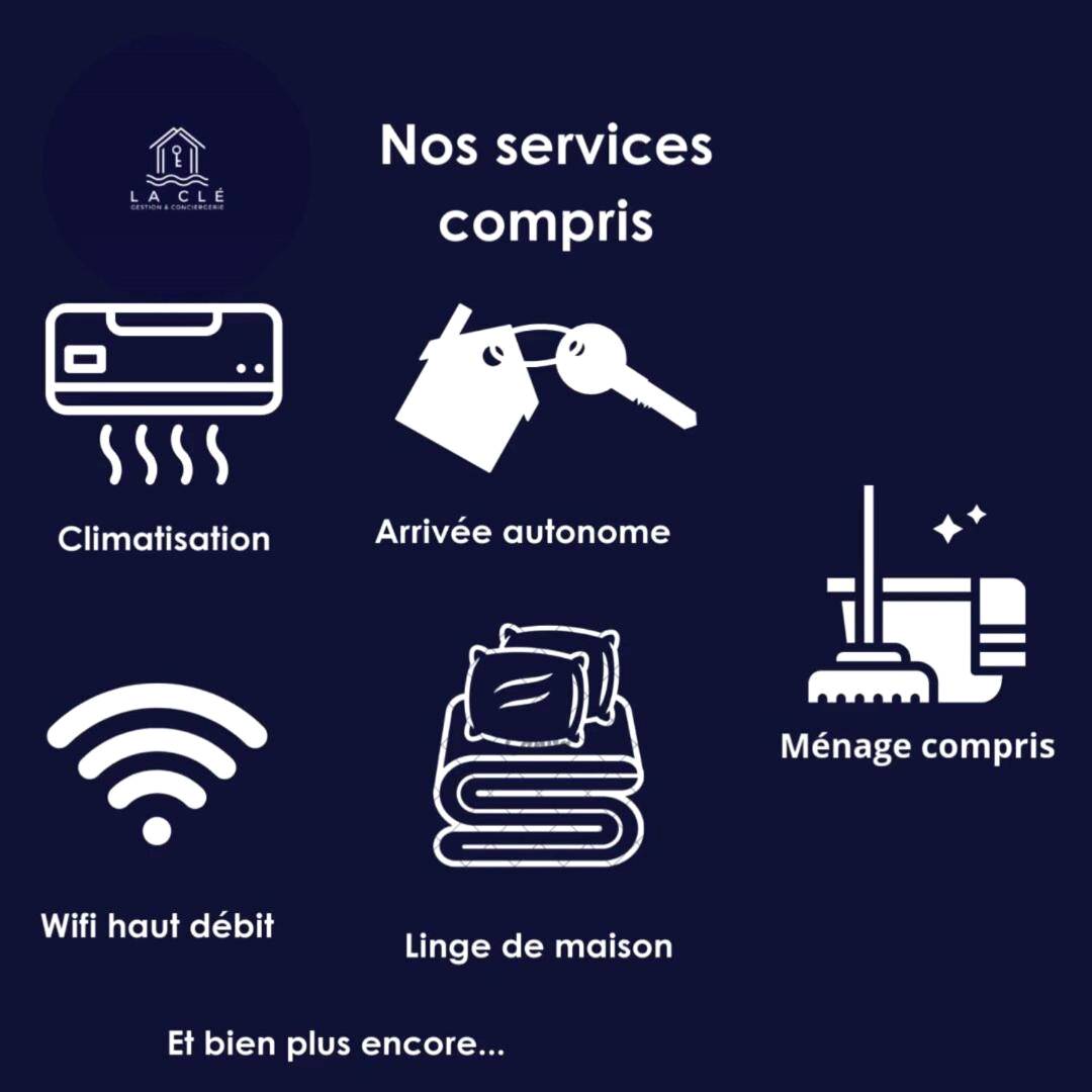 Vue du logement - La Clé - Studi Osé - Clim - Baignoire à Bulles - Wifi