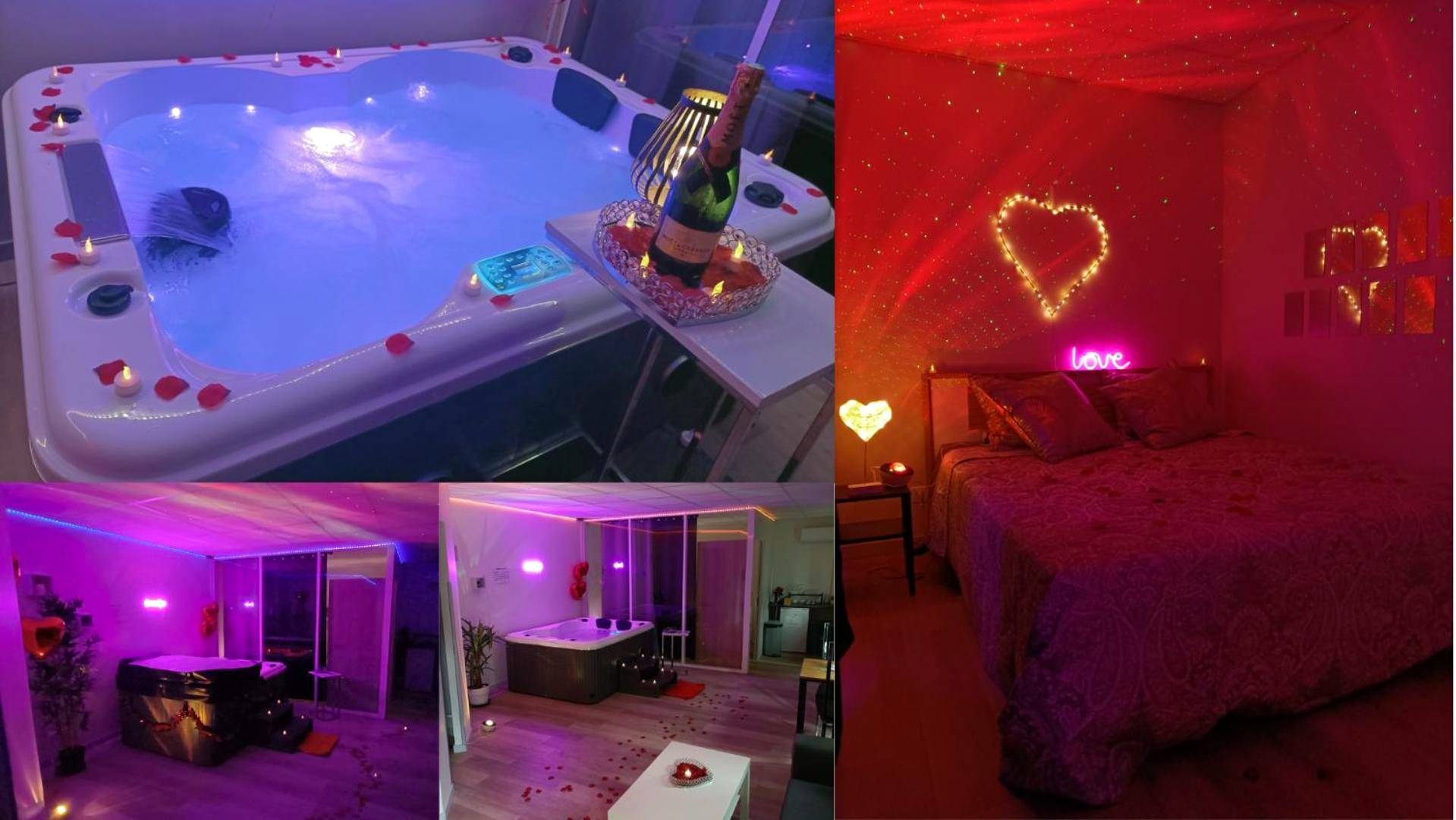 Pêle - mêle des espaces spa et chambre romantique - CocoonSPA LoveRoom Jacuzzi