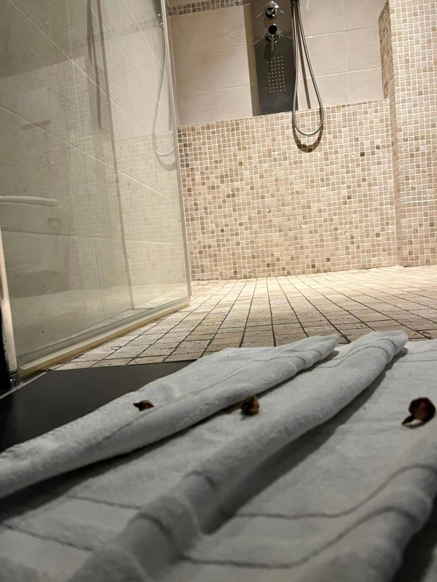 Douche à l'italienne avec mosaïque et serviette - Diane Luxury 1