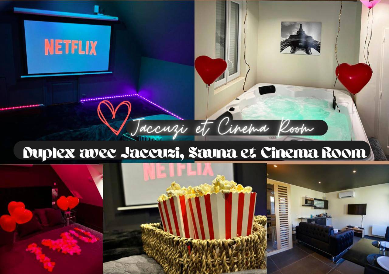 Jacuzzi privatif et écran de cinéma - Love Room Fontenoy - Magnifique Duplex avec Jaccuzi, Sauna et Cinema Room Privatif