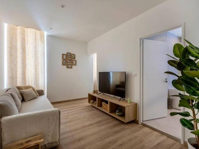 Salon moderne avec télévision et canapé - L'escale Mourillon - Plage, Balnéo & Soleil