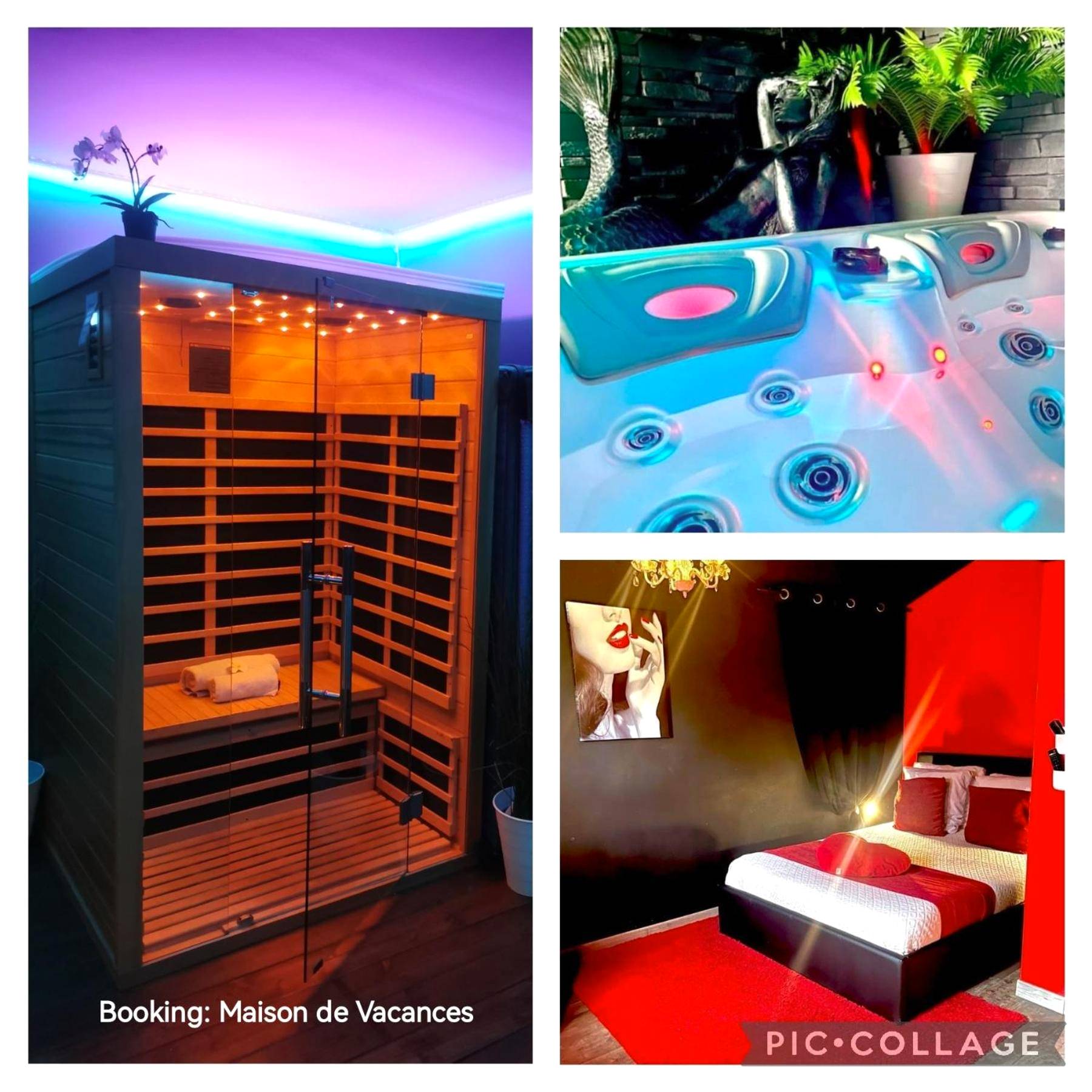 Sauna infrarouge et lit double thématique - Love Room Berlaimont - Faranel