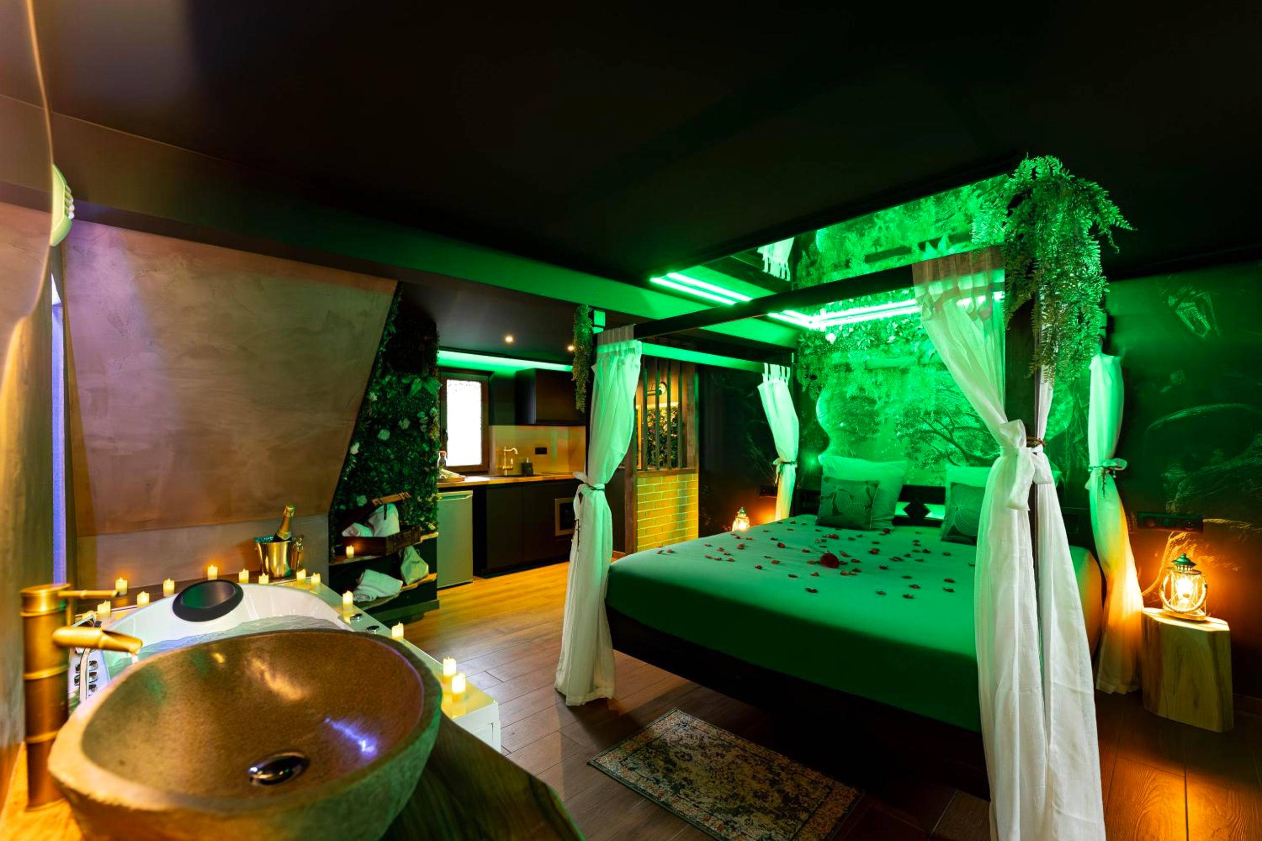 Vue interieure - La Forêt Enchantée - Chambre à thème Love Room Jacuzzi - Évasion pour deux