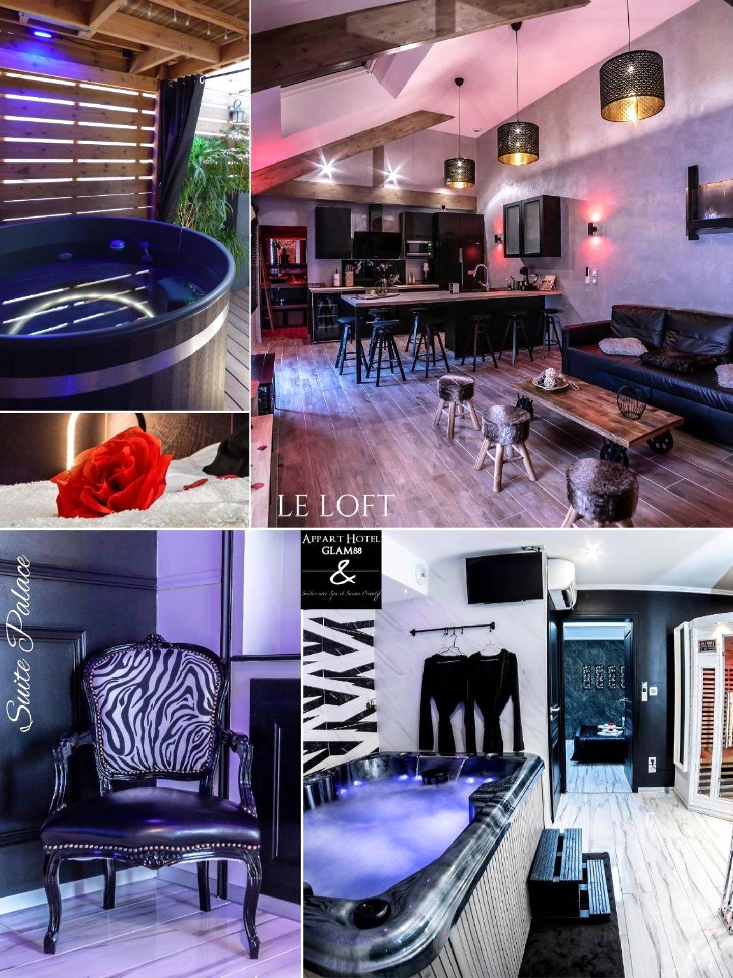 Jacuzzi privatif et fauteuil baroque - Love Room Remiremont - Gite & Spa Privatif Glam'88 - Vosges