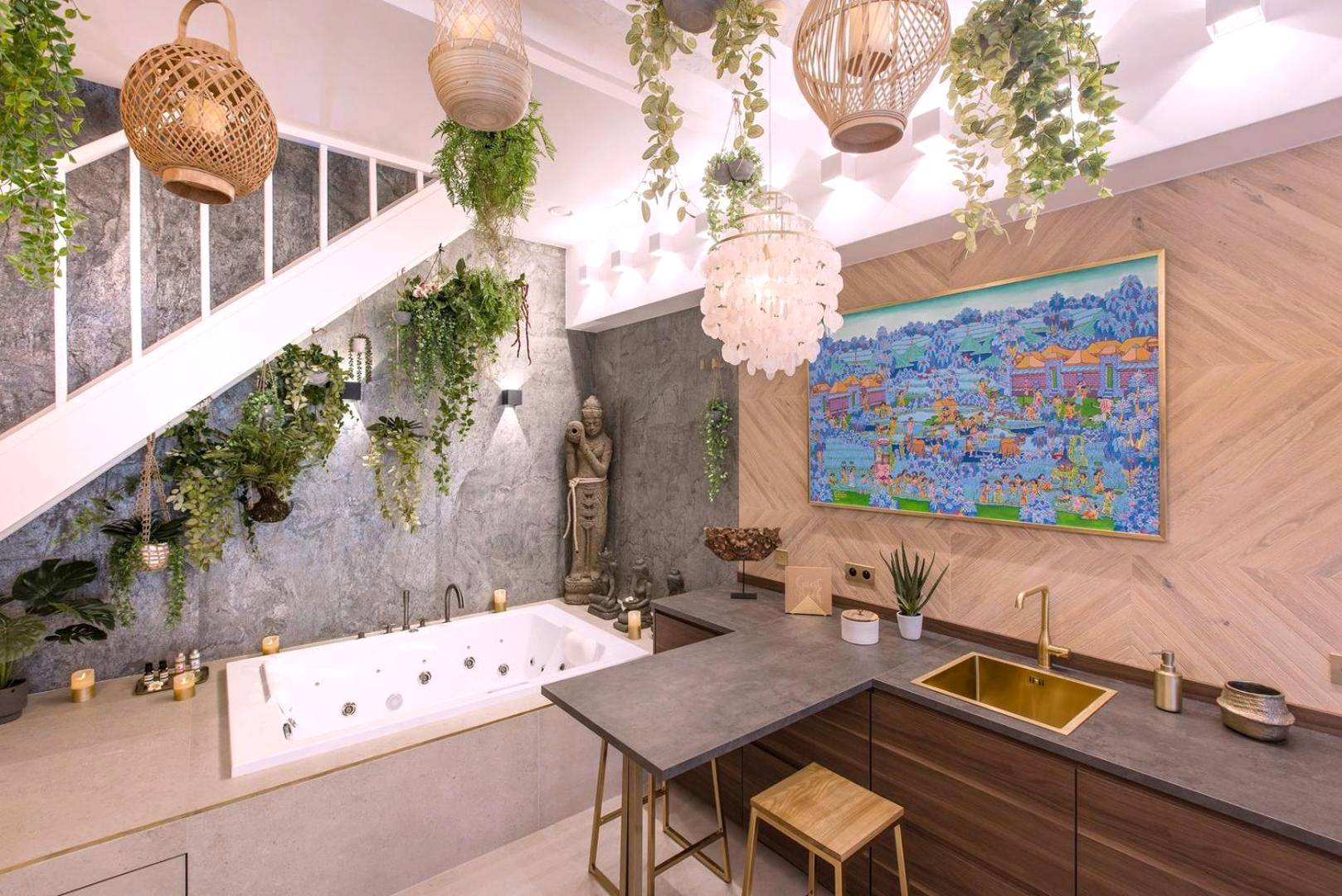 Espace de vie avec jacuzzi et cuisine équipée - GuestReady - Oasis balinaise au cœur de Paris