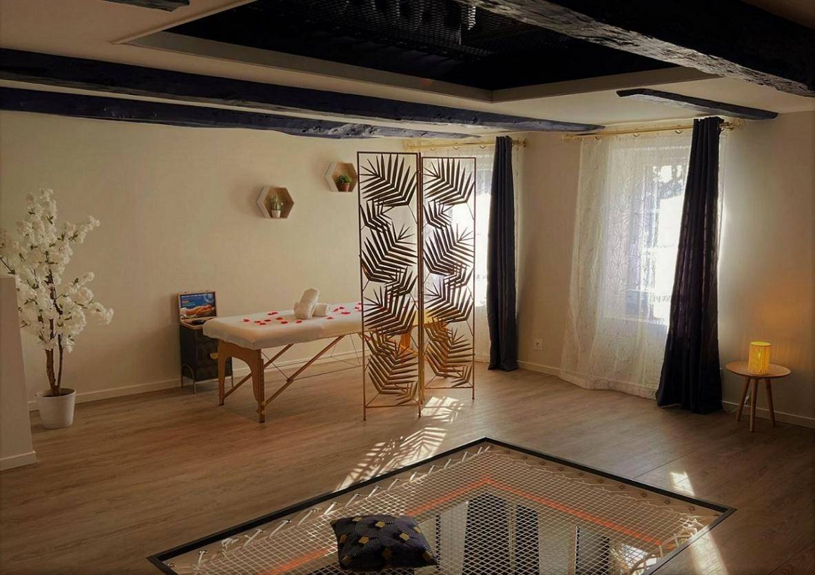 Table de massage et filet de détente - Harmonie Gîte et SPA