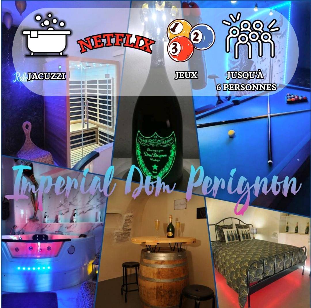 Pêle - mêle des équipements de la suite - Love Room Épernay - " L'impérial Dom Pérignon "