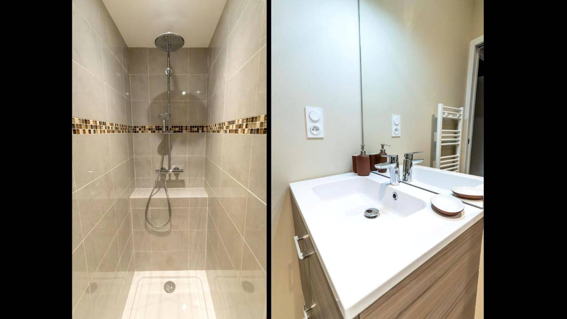 Salle d'eau avec douche à l'italienne et vasque - L'incognito - Romantisme - Vin - Jacuzzi