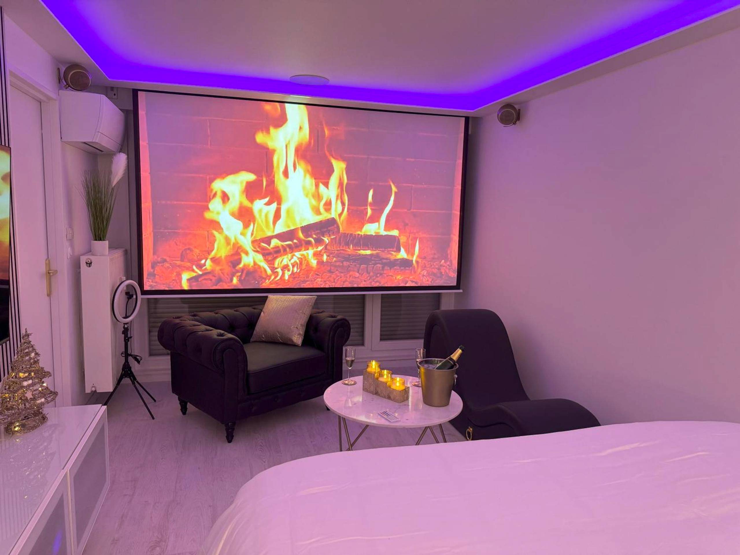 Photo du logement - Loveroom de luxe avec jacuzzi sauna vapeur écran 300 cm - Metz