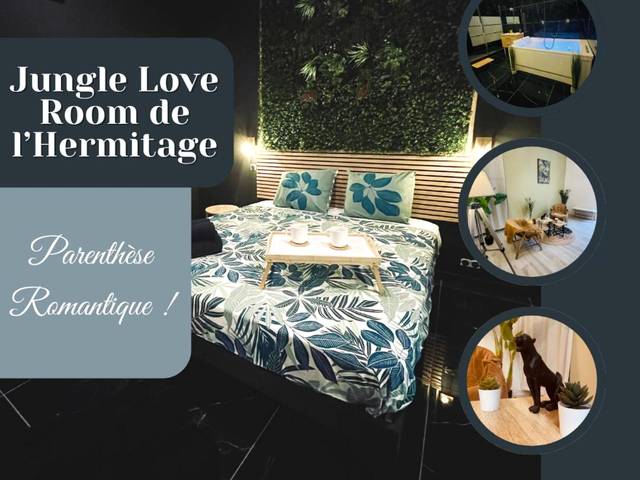 Vue d'ensemble de la chambre thématique jungle - Love Room Tain - l'Hermitage - Jungle Love Room de l Hermitage