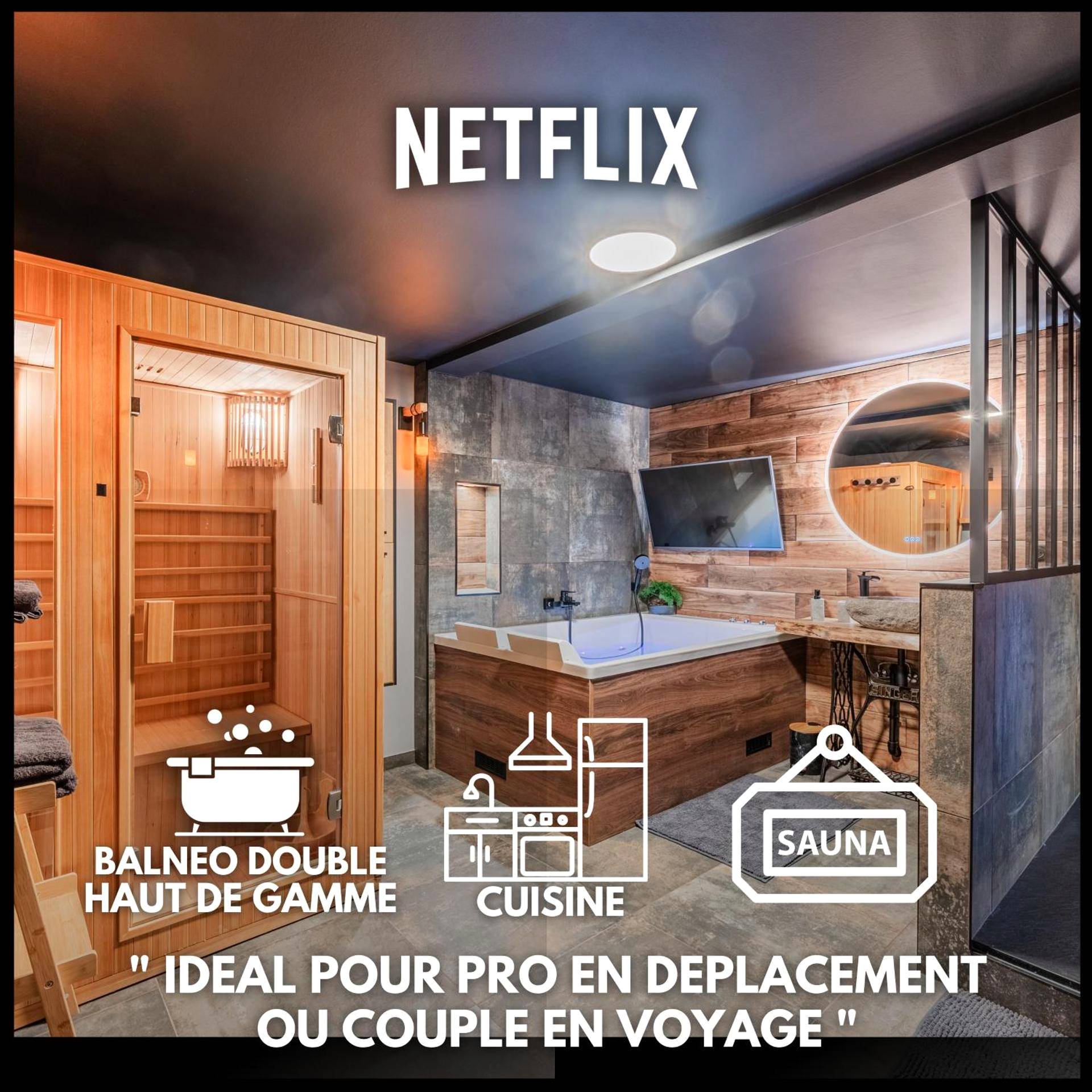 Espace bien - être avec sauna et balnéo - Love Room Drusenheim - Loft sous les colombages d'Alsace / Sauna / Jacuzzi /...