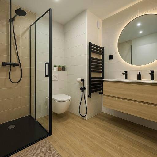 Salle d'eau moderne avec douche à l'italienne - Loft avec Jaccuzi