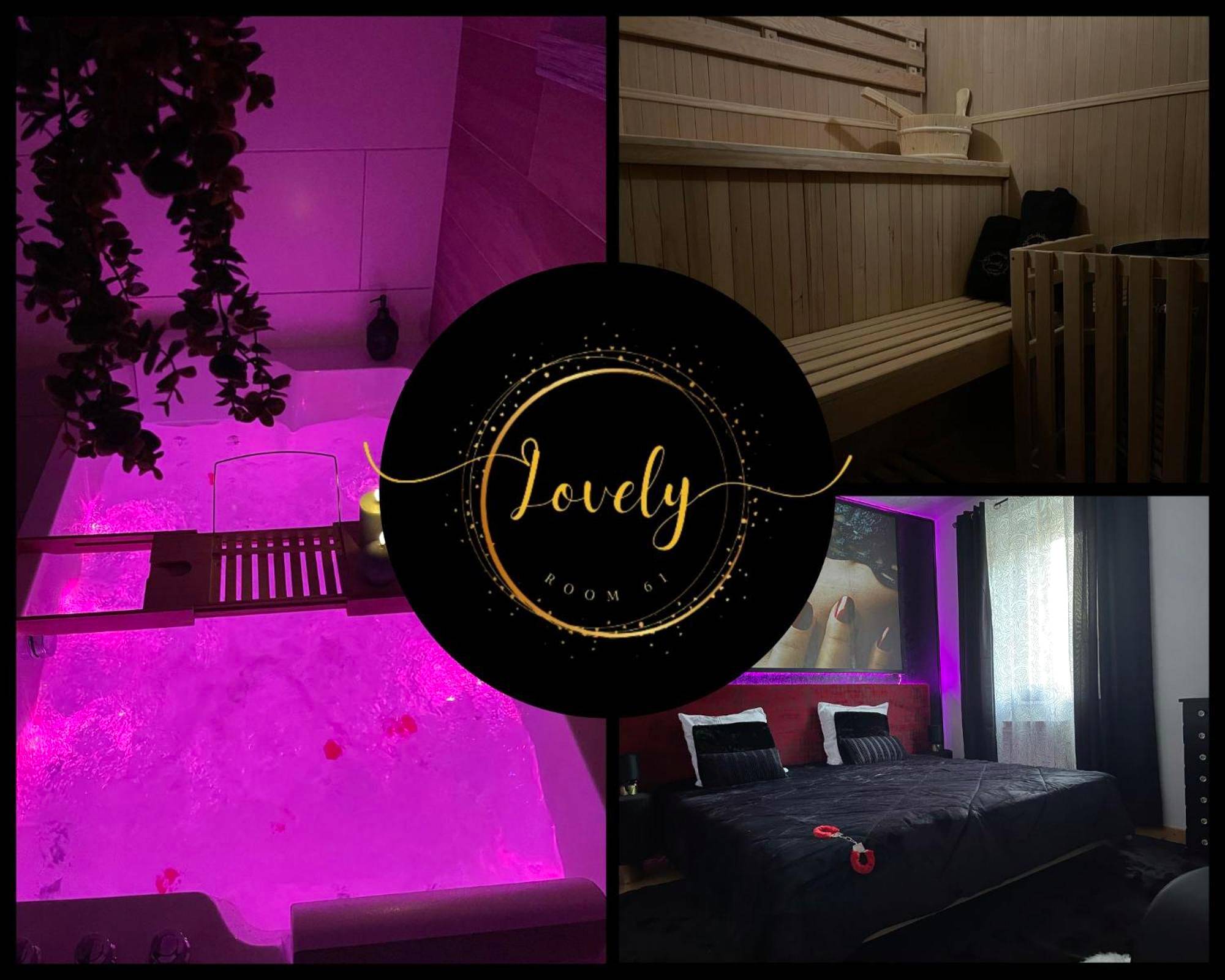 Montage photo jacuzzi, sauna et chambre - Love Room Saint - Clair - de - Halouze - Love Room : Lovely Room 61