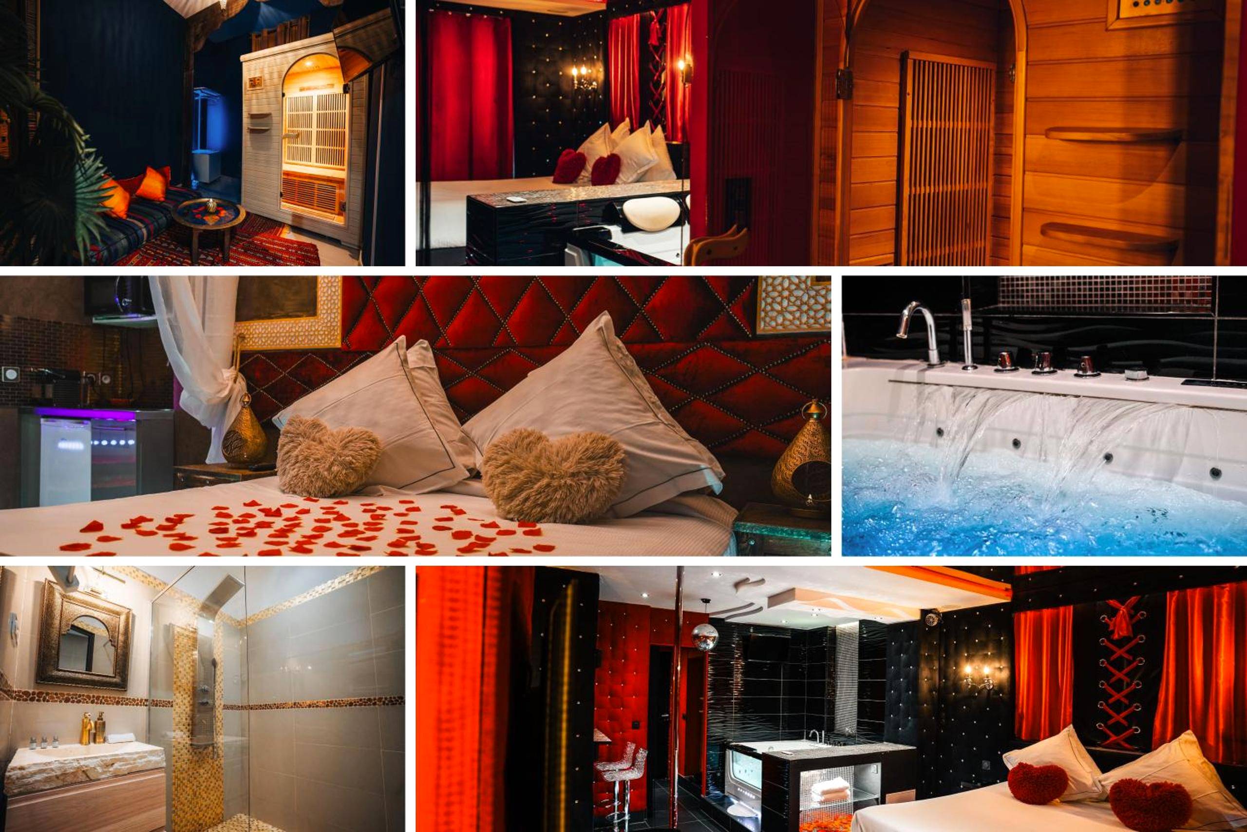 Pêle - mêle de la suite avec spa et sauna - Le Love Spa