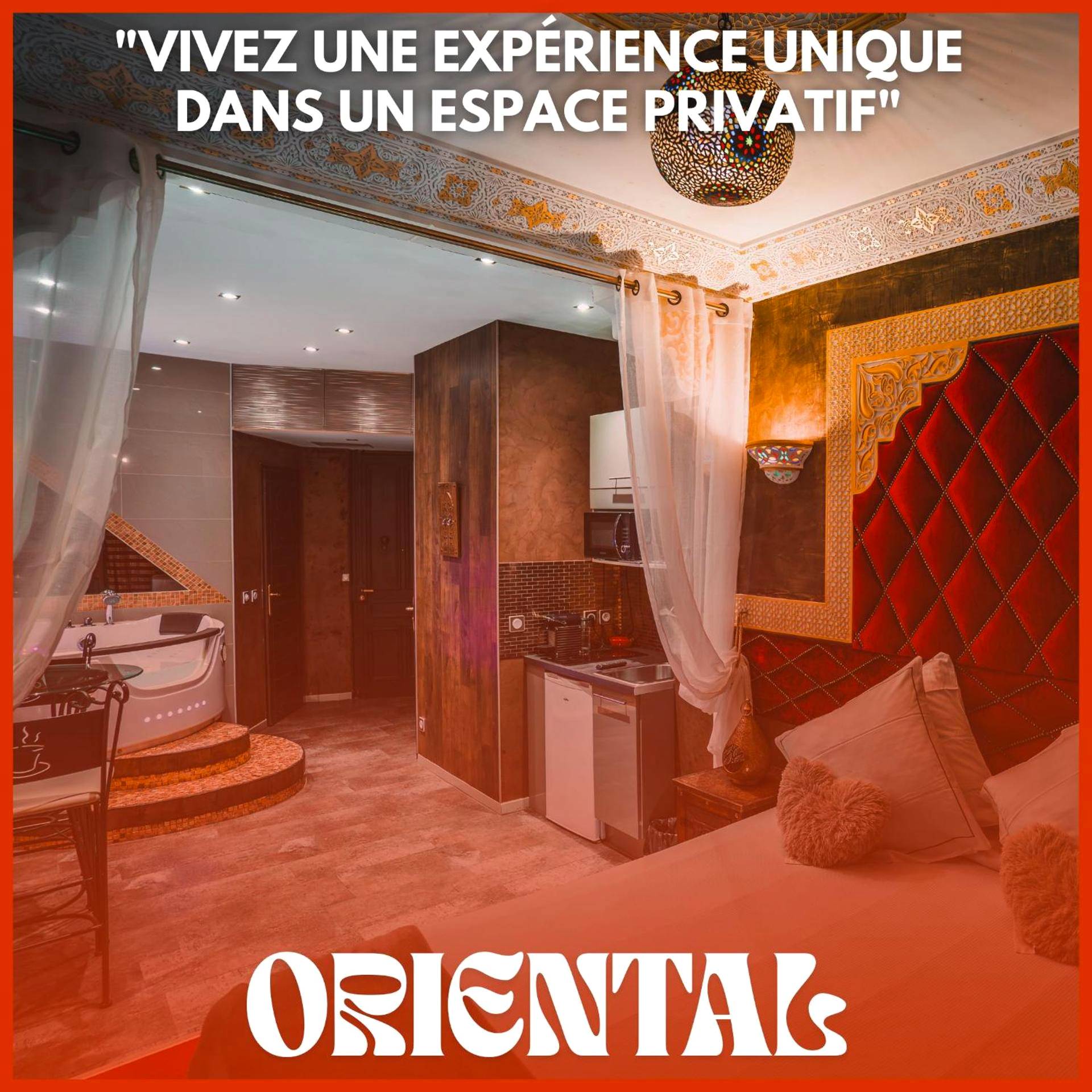 Suite orientale avec lit et baignoire balnéo - Le Love Spa