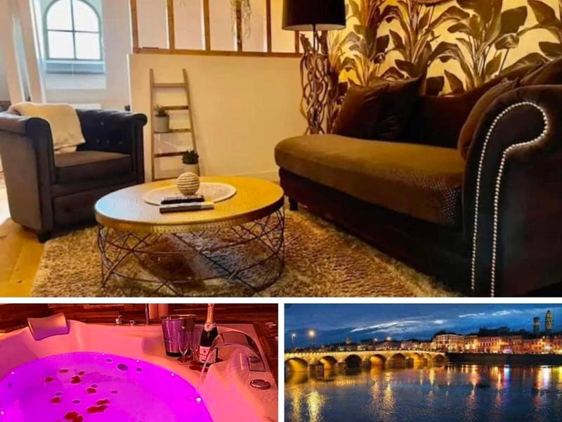 Jacuzzi privatif avec éclairage rose - Séjour détente au cœur de MÂCON spa,ciné,bouteille offerte