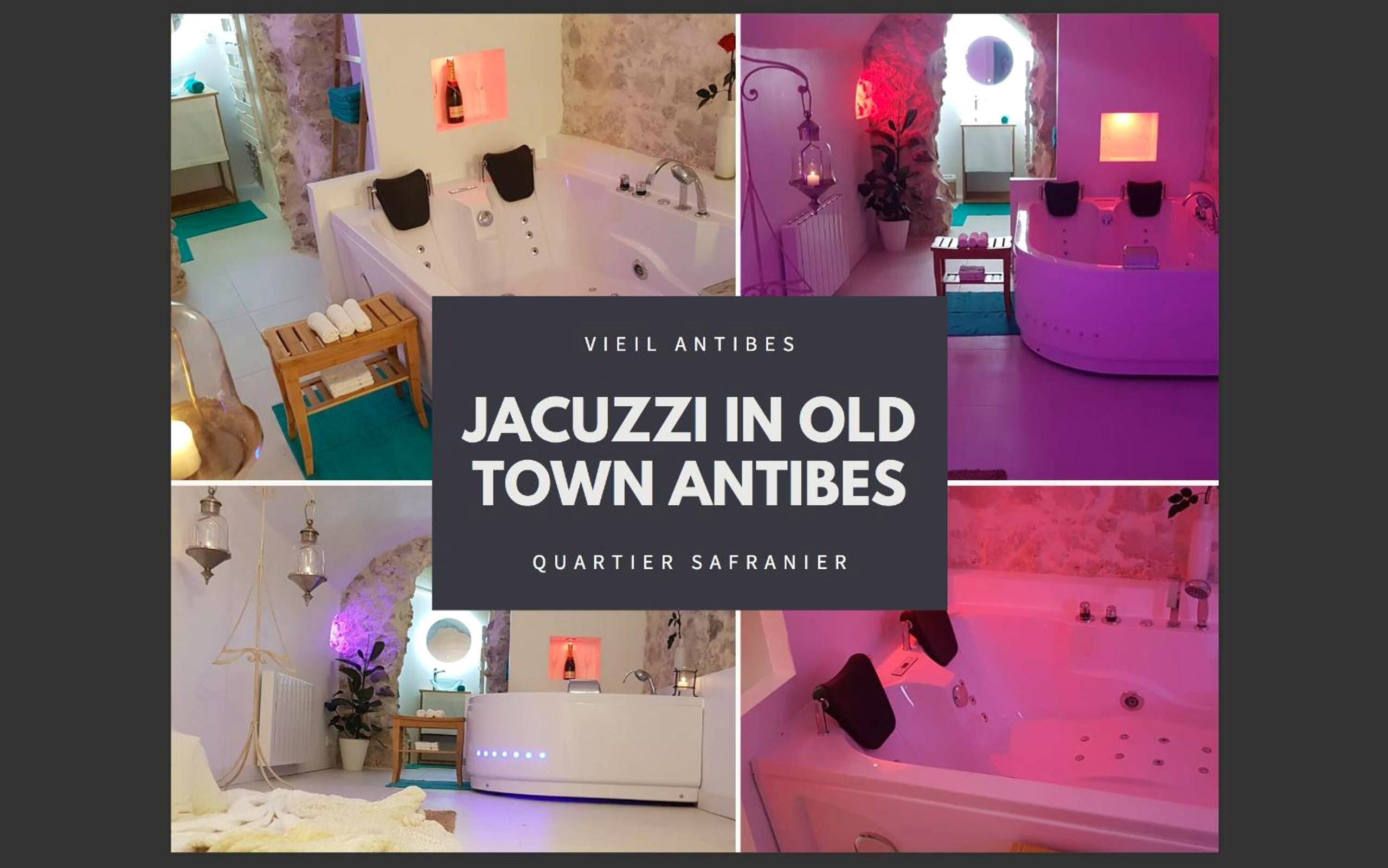 Jacuzzi privatif avec jets et éclairage LED - Love Room Antibes - MAISON SAFRANIER villa balnéo vieil antibes