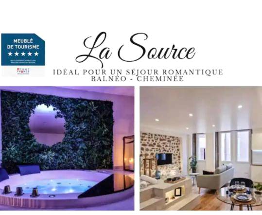 Jacuzzi rond et mur végétal avec miroir - Love Room Annecy - Majord'Home Spa 5* - La Source Cœur Vieille Ville