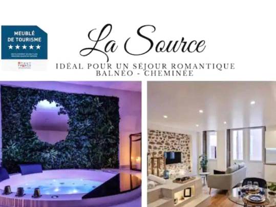 Jacuzzi rond et mur végétal avec miroir - Love Room Annecy - Majord'Home Spa 5* - La Source Cœur Vieille Ville