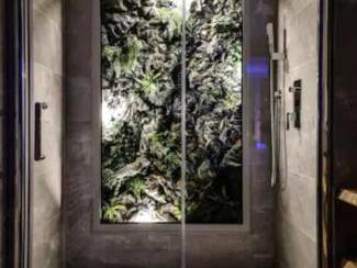 Douche à l'italienne avec fond végétal éclairé - Majord'Home Spa 5* - La Source Cœur Vieille Ville