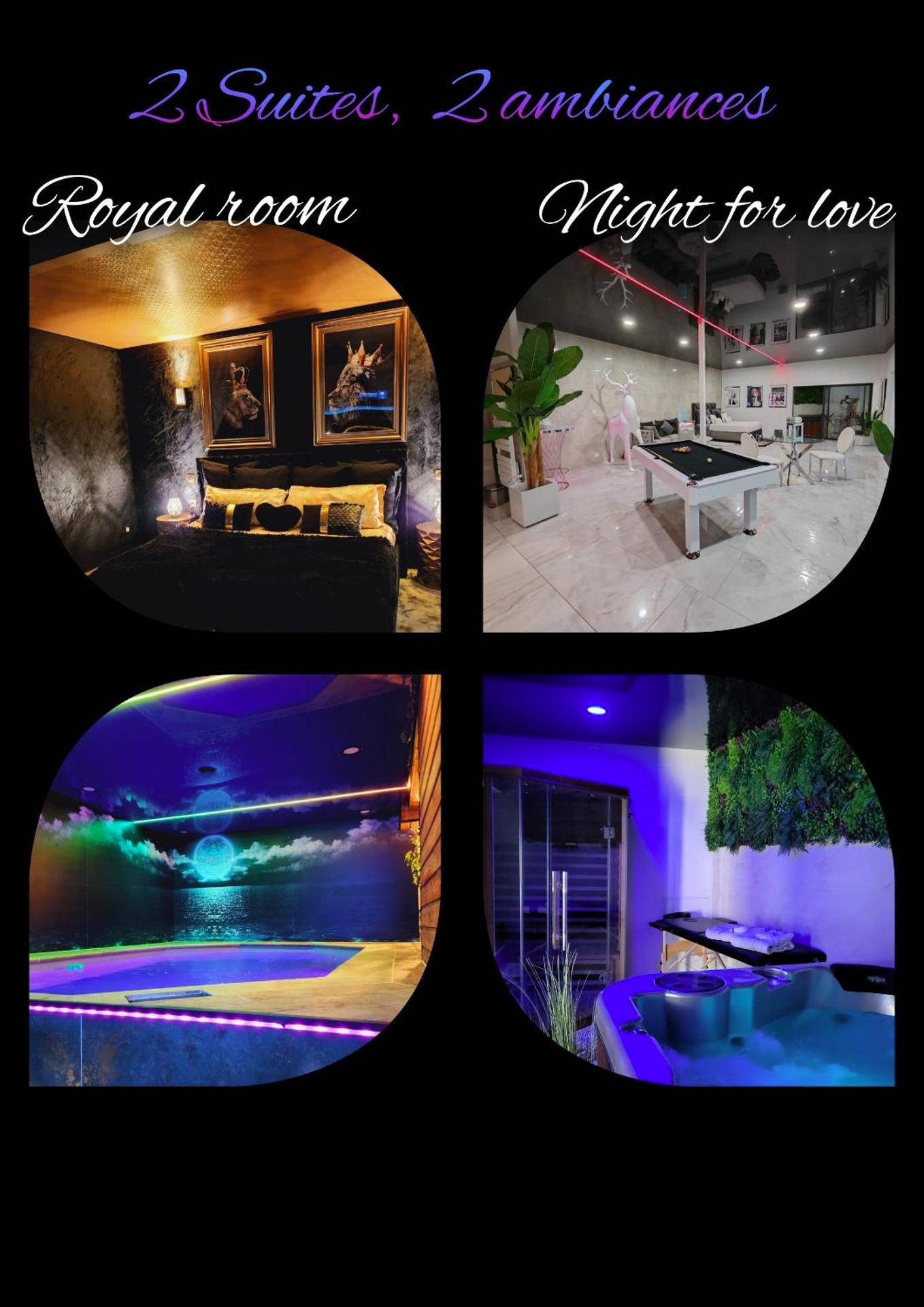 Aperçu des deux suites thématiques - Love Room Beaucroissant - Maloveroom, 2 Suites d'exceptions