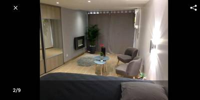 Vue d'ensemble de la chambre et du salon - Le Menhir Jacuzzi Lit 200x200