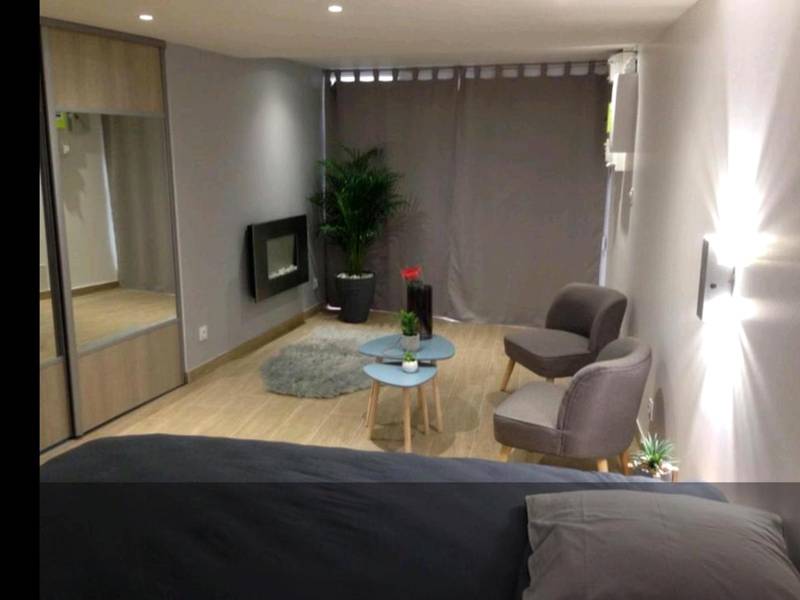 Vue d'ensemble de la chambre et du salon - Le Menhir Jacuzzi Lit 200x200