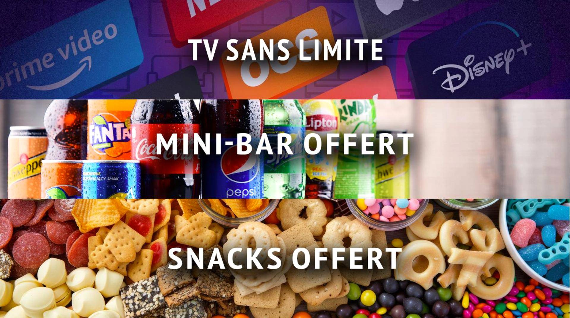 Services de streaming, mini - bar et snacks - Love Room du Mont d'Or - Baignoire SPA - Minibar offert