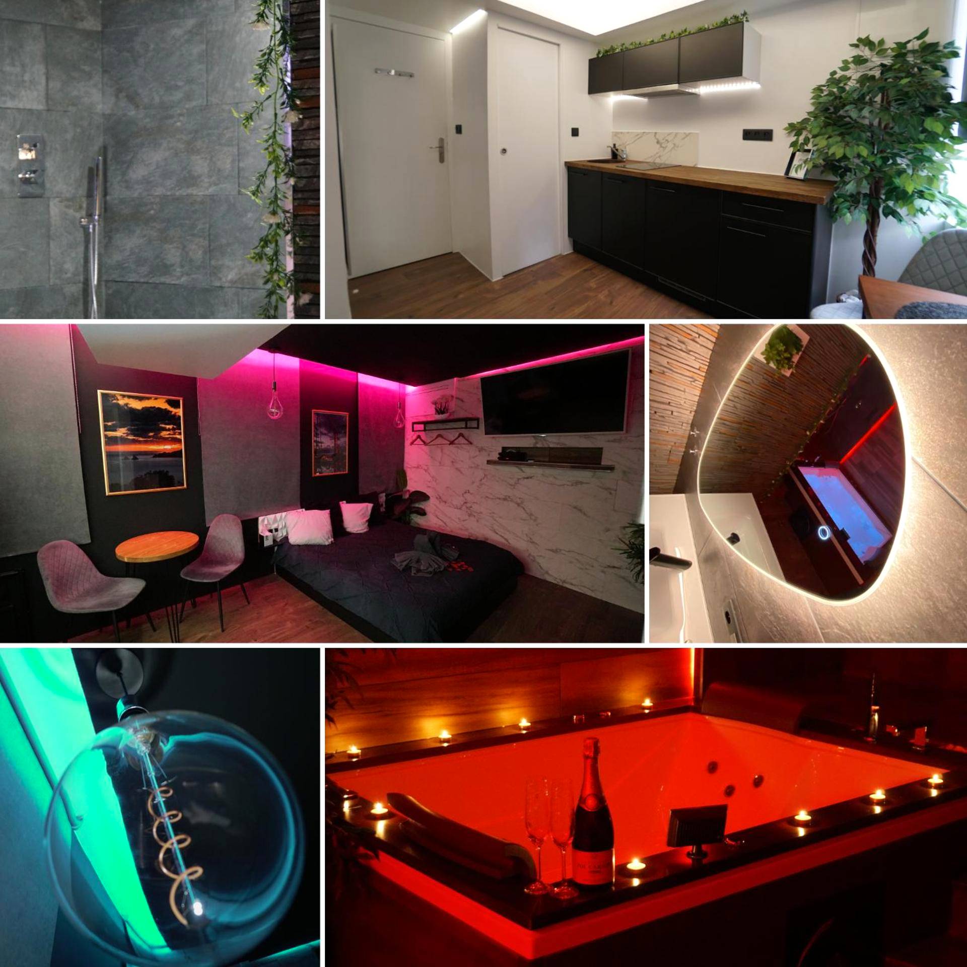 Pêle - mêle de la suite avec jacuzzi et cuisine - Suite morning star