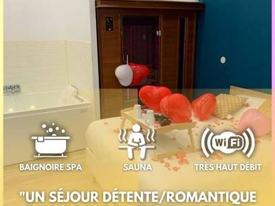 Espace bien - être avec sauna et baignoire spa - Love Room Dole - Appartement Spa - NAHLEO Scandinave