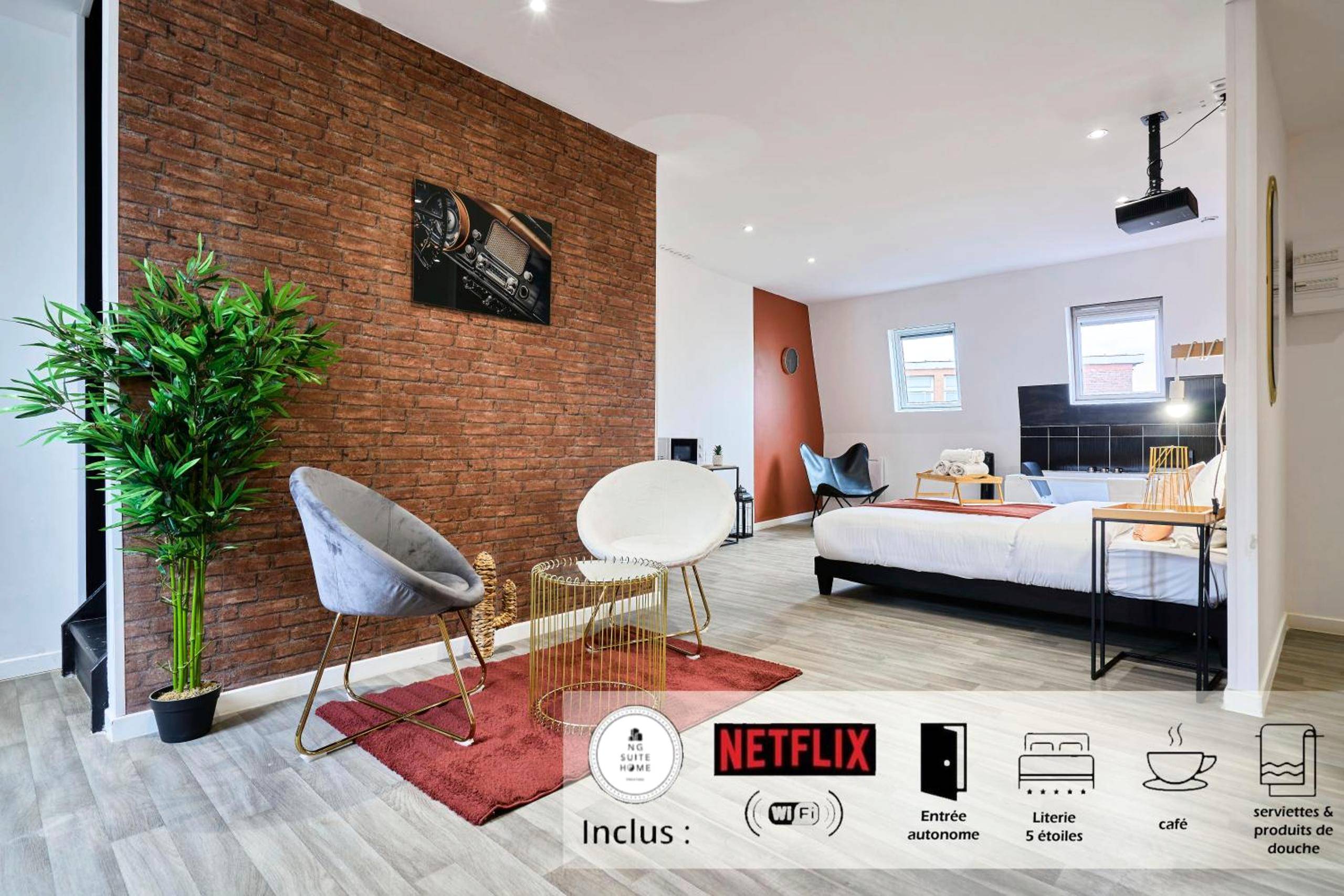 Vue du logement - Love Room Roubaix - NG SuiteHome - Lille I Roubaix Centre I Grand Place - Balnéo - Netflix - Wifi