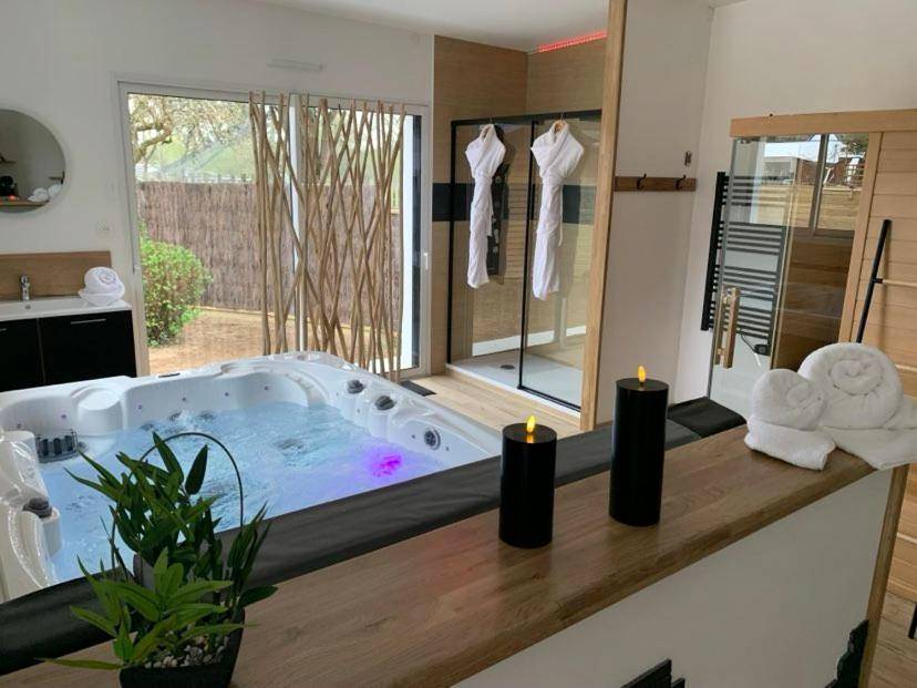 Baignoire balnéo avec luminothérapie - Les Nids Guérandais - Loverooms