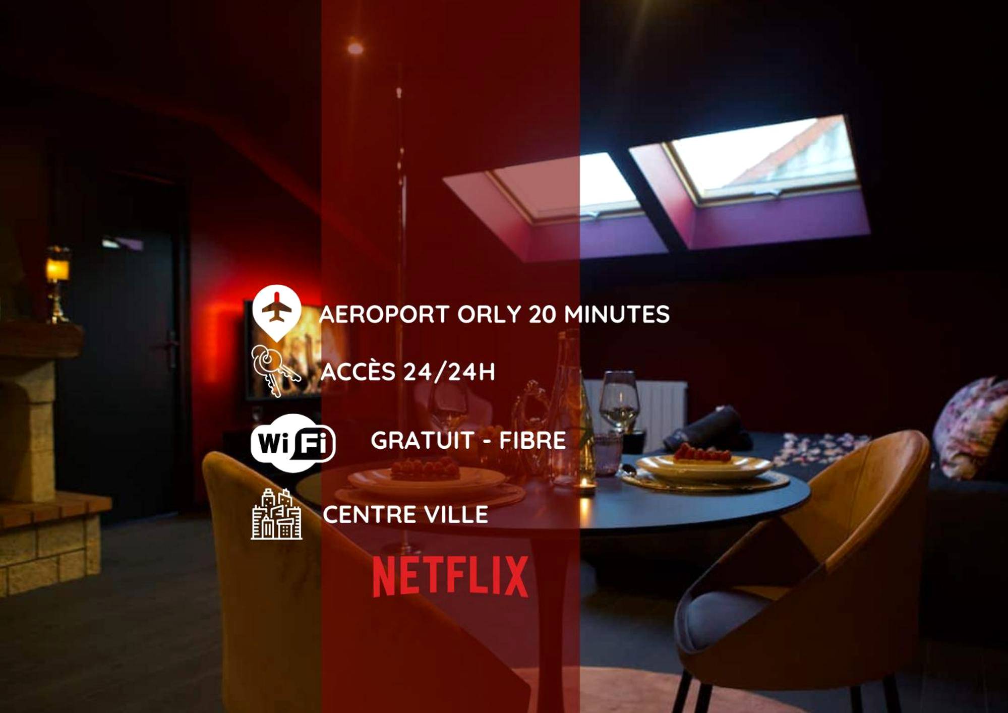 Vue du logement - Love Room La Ville - du - Bois - PARENTHESE LOVE - Amour & Tentation Suite Balnéo SPA Proche Orly - Paris