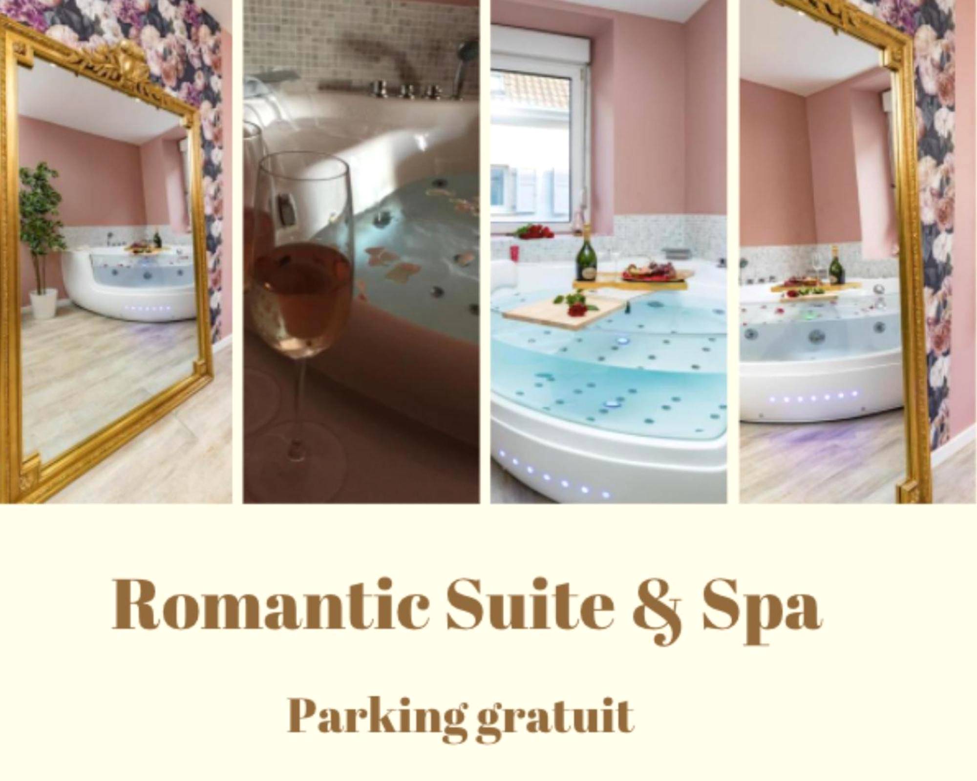Jacuzzi avec plateau de courtoisie et champagne - Love Room Mulhouse - @Romantic Suite & Spa @Jacuzzi @ Parking gratuit @